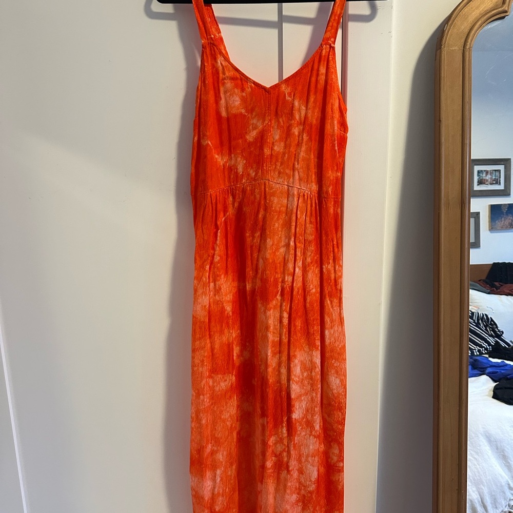 Raquel Allegra Orange Dress with Tie Dye Print